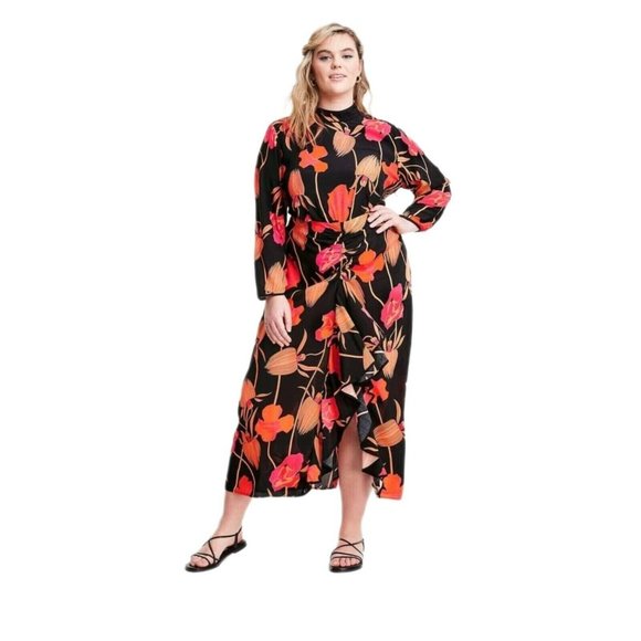 RIXO Dresses & Skirts - RIXO x Target Floral Open Back Cascade Ruffle Dress Size 24/26W